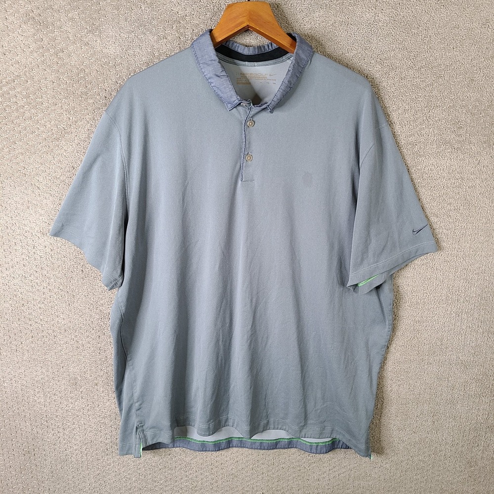 Nike Golf Shirt Men XXL Gray Tour Performance Polo Dri Fit Polyester Athletic